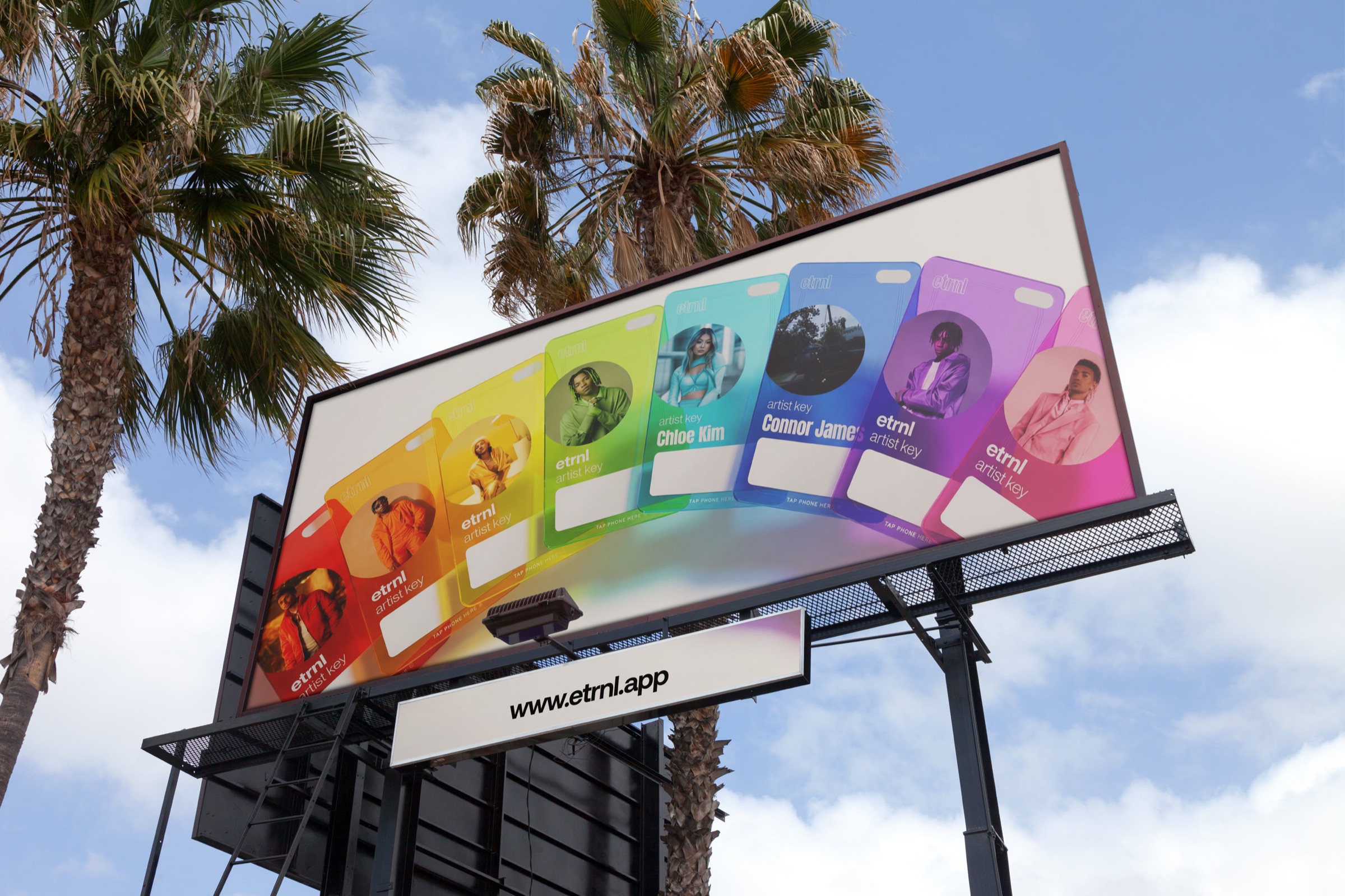ETRNL billboard - artist key cards