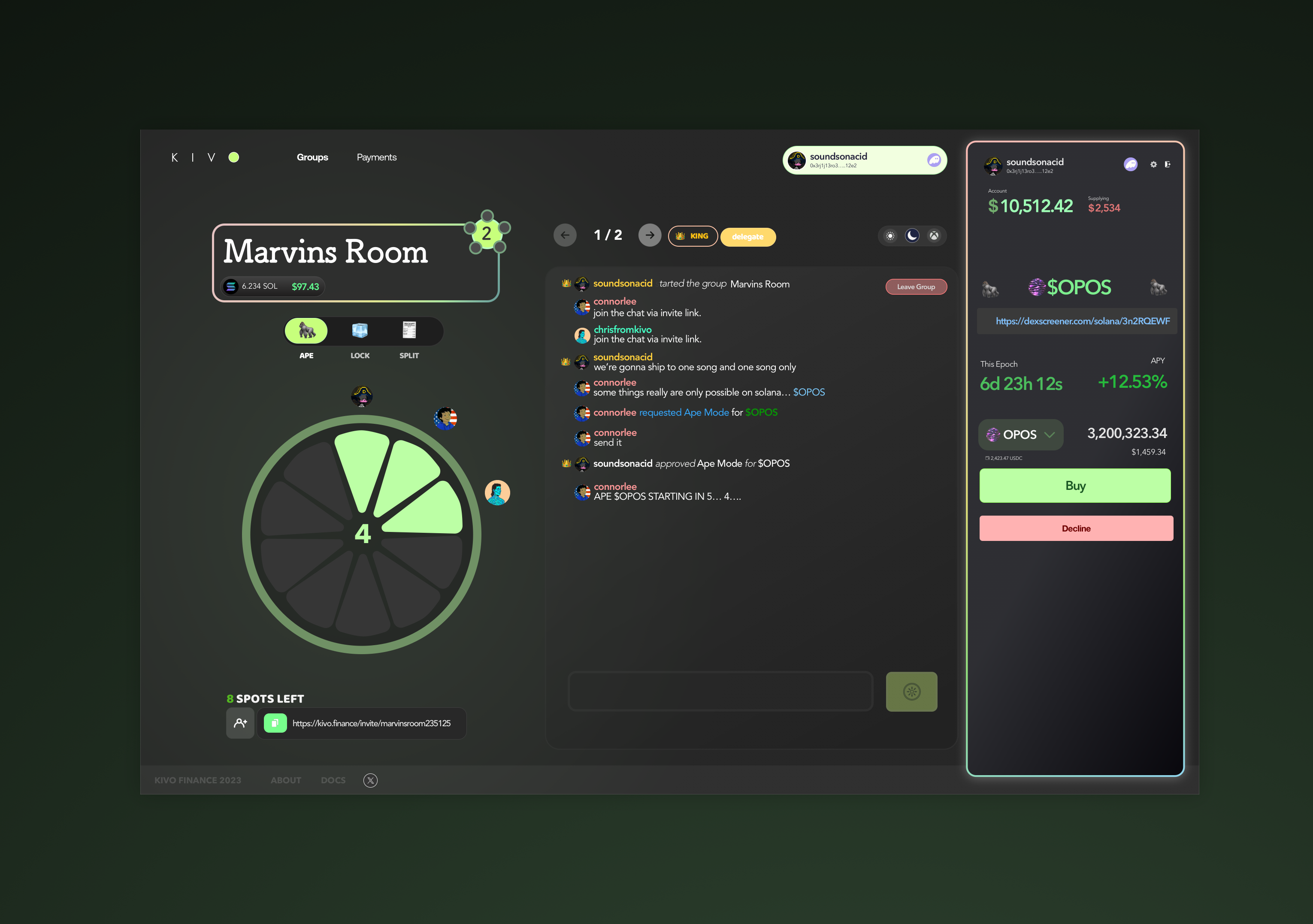 Kivo dark mode — sidebar detail