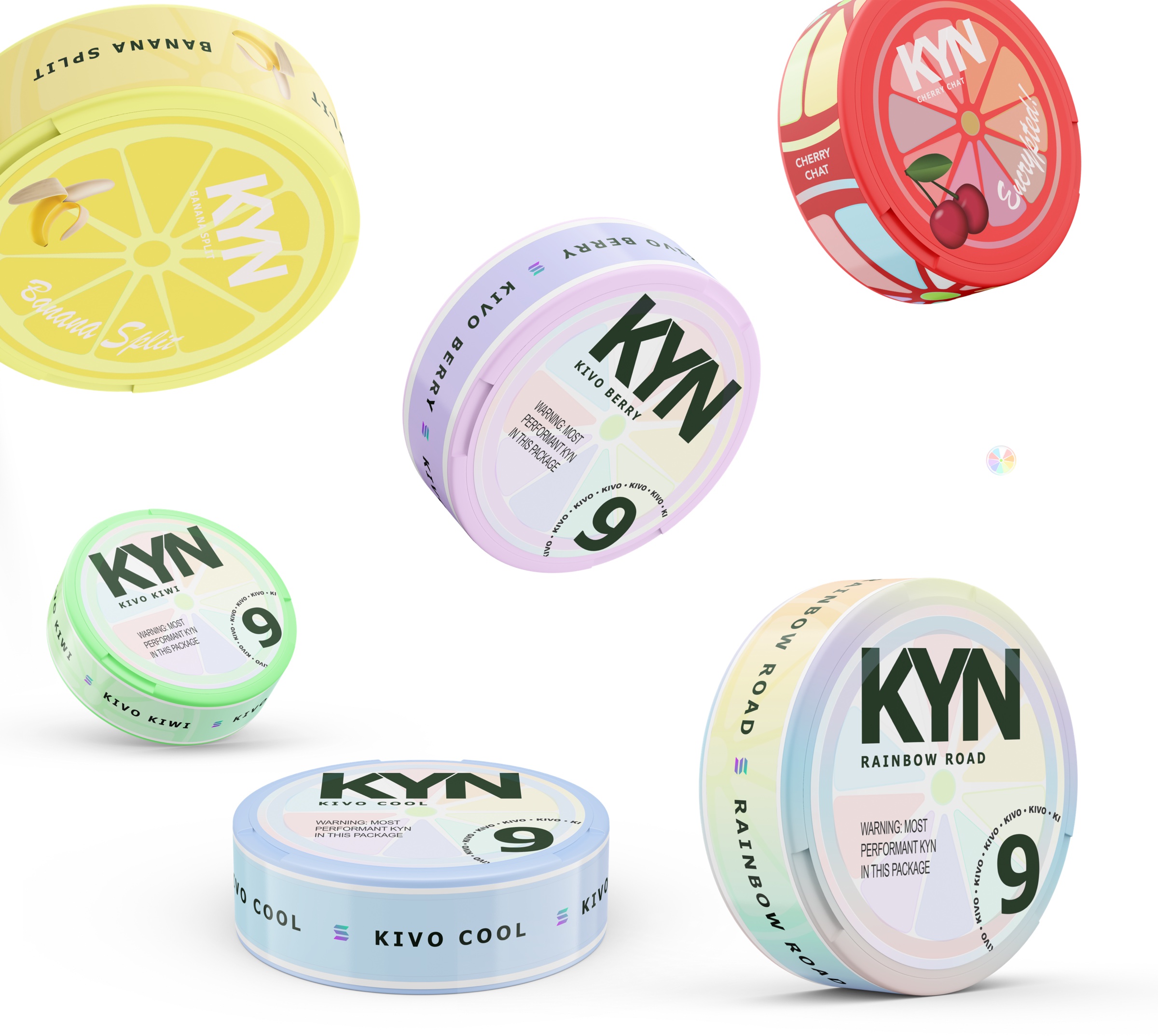 KYN collectible world featuring six circular objects
